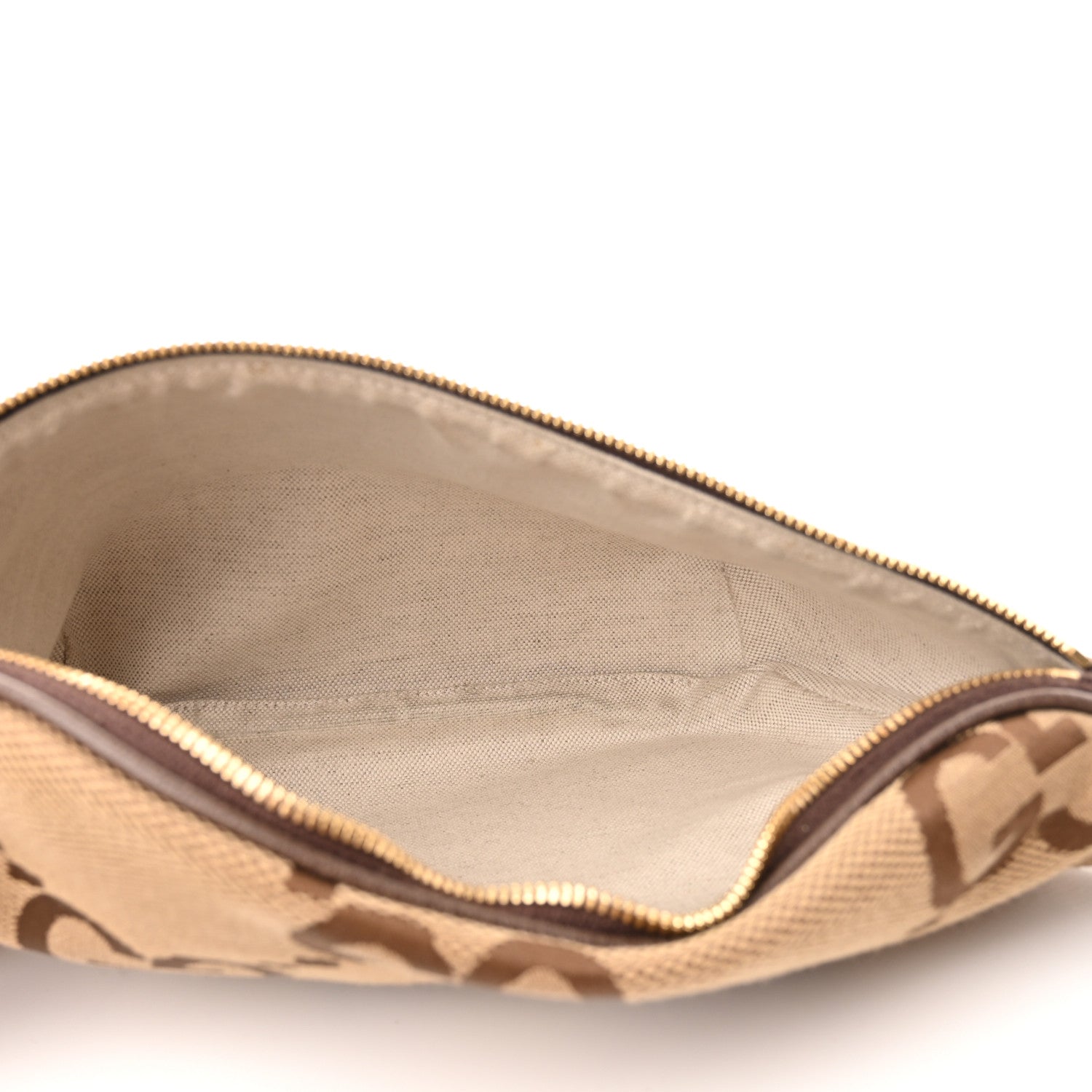 Gucci Monogram Jumbo GG Textured Dollar Calfskin Web Belt Bag Camel Ebony New Acero 4 of 8