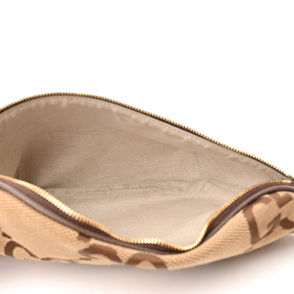 Gucci Monogram Jumbo GG Textured Dollar Calfskin Web Belt Bag Camel Ebony New Acero 4 of 8