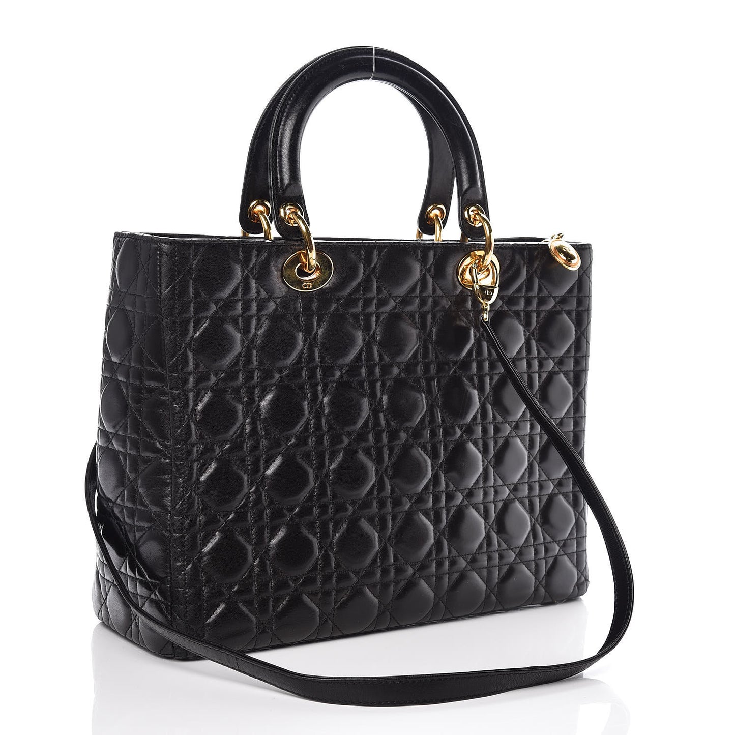 Lambskin Cannage Large Lady Dior Black