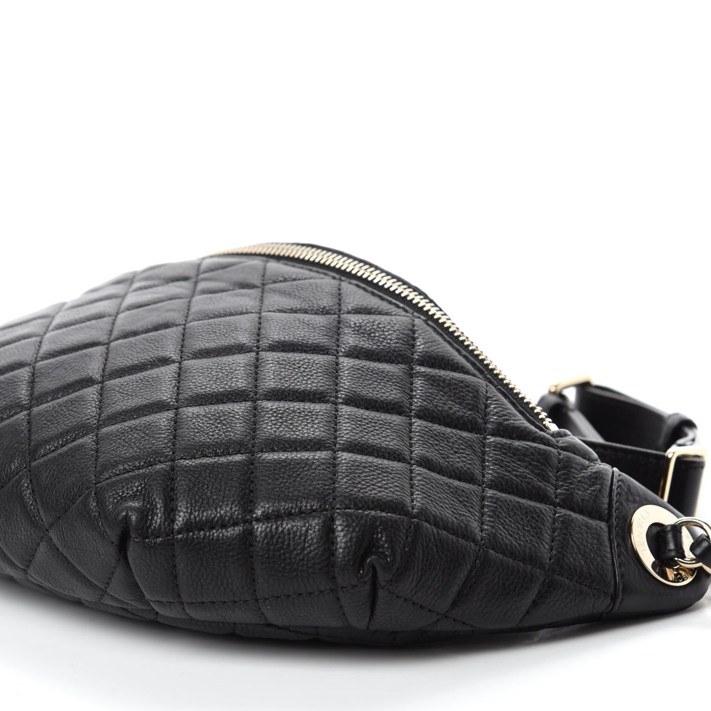 Calfskin Quilted Banane Waist Bag Fanny Pack Black
