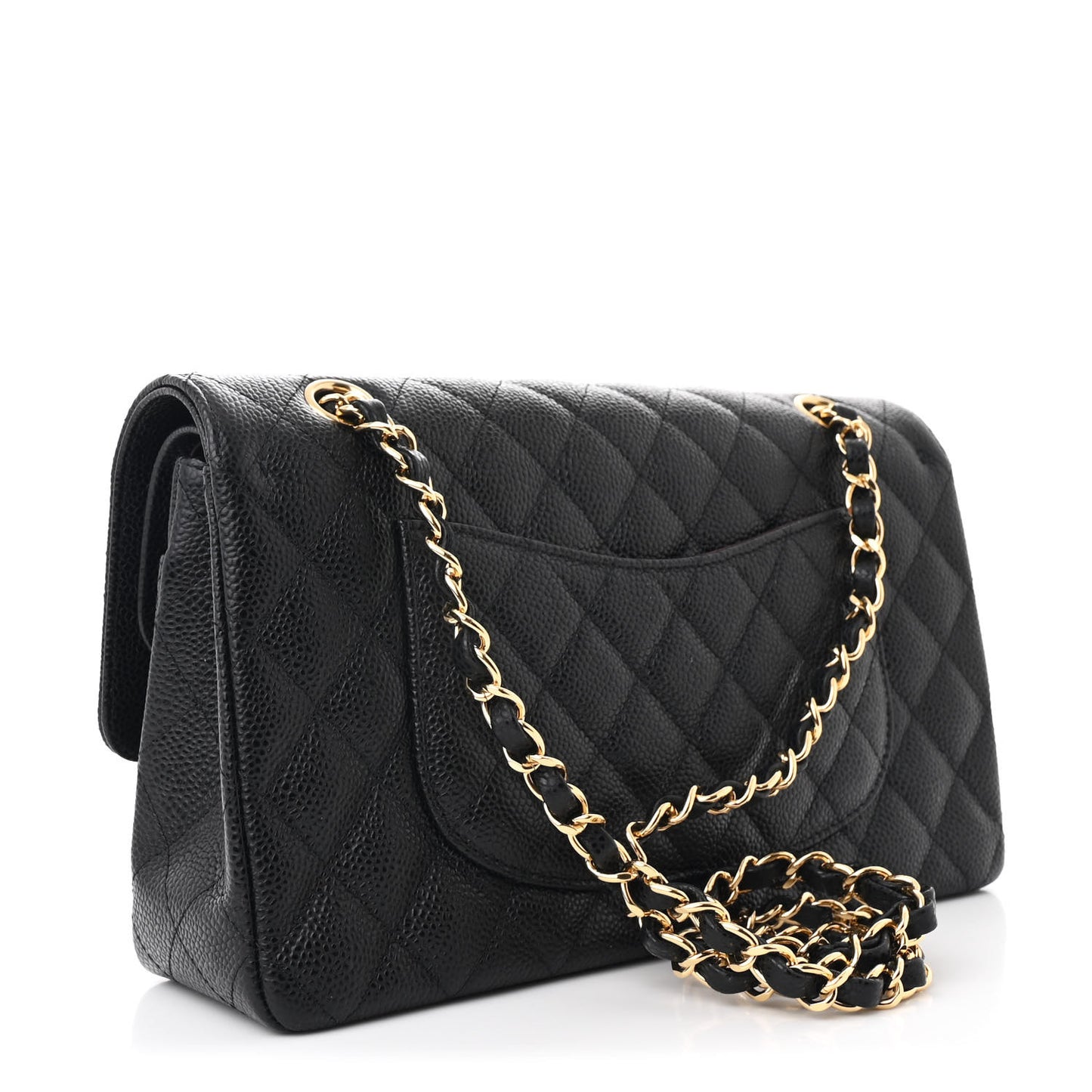 Caviar Quilted Medium Double Flap Black
