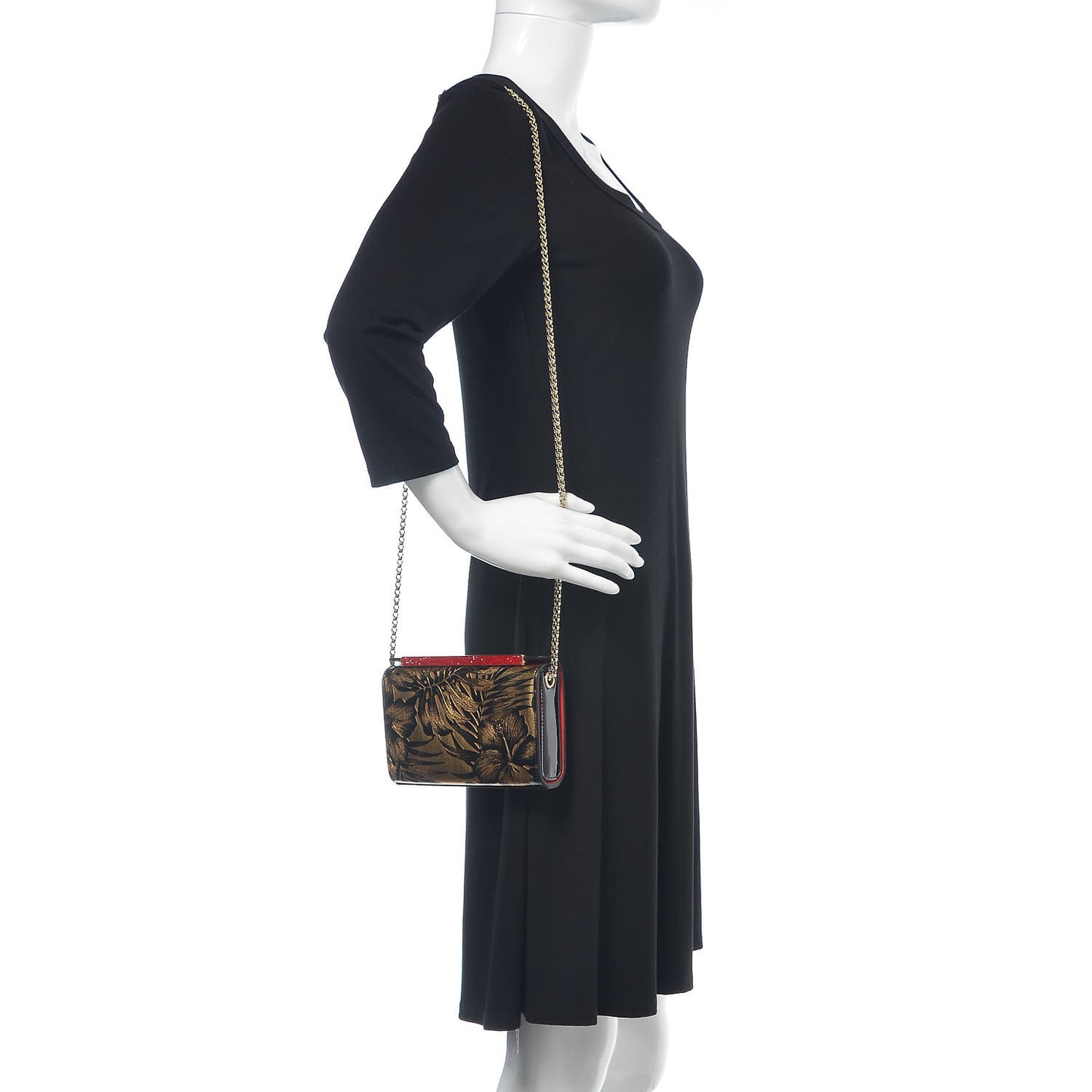 Patent Crystal Vanite Clutch Gold Black