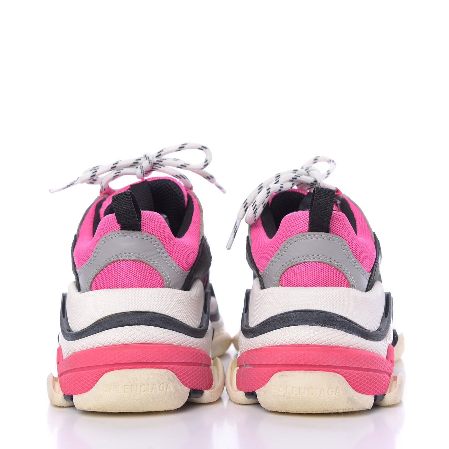 Fabric Mesh Womens Triple S Sneakers 36 Fluo Pink Grey White