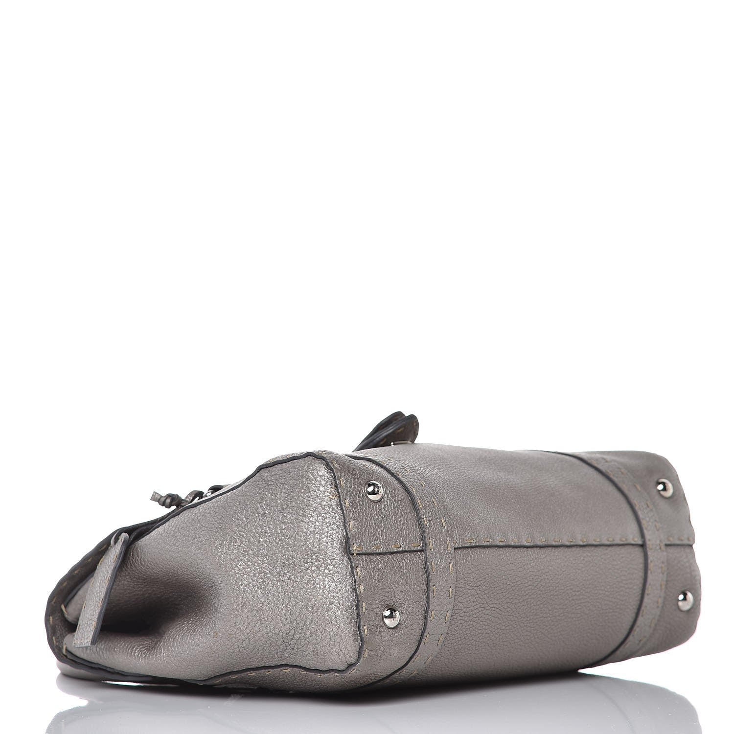 Fendi Cuoio Romano Selleria Medium Linda Satchel Peltro 4 of 13