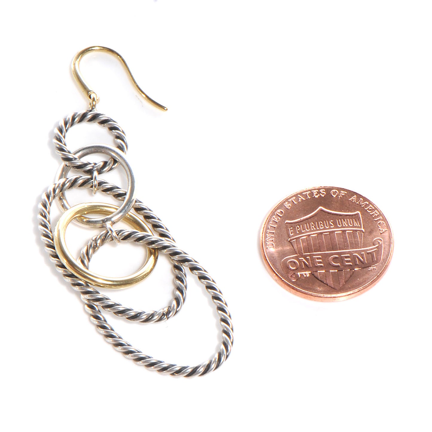 Sterling Silver 18K Yellow Gold Mobile Oval Drop Earrings