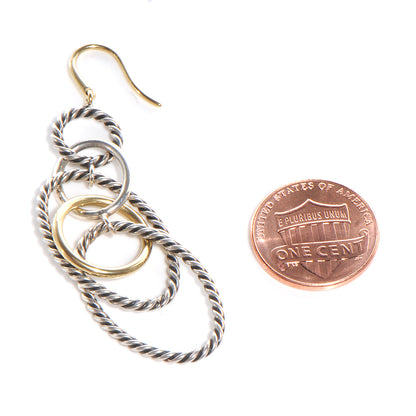 David Yurman Sterling Silver 18K Yellow Gold Mobile Oval Drop Earrings 2 of 4
