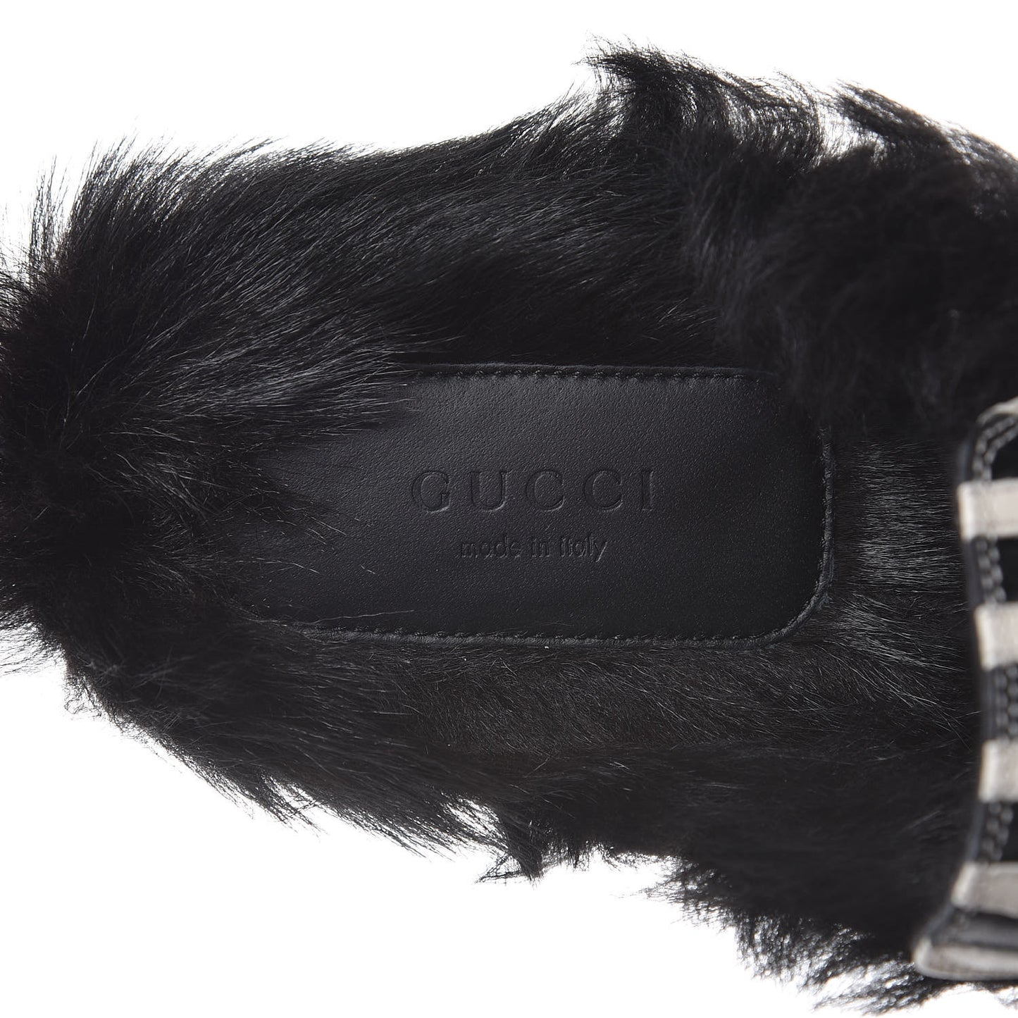 Malaga Kid Fur Zebra Inlay Womens Princetown Slippers 41.5 Mystic White Black