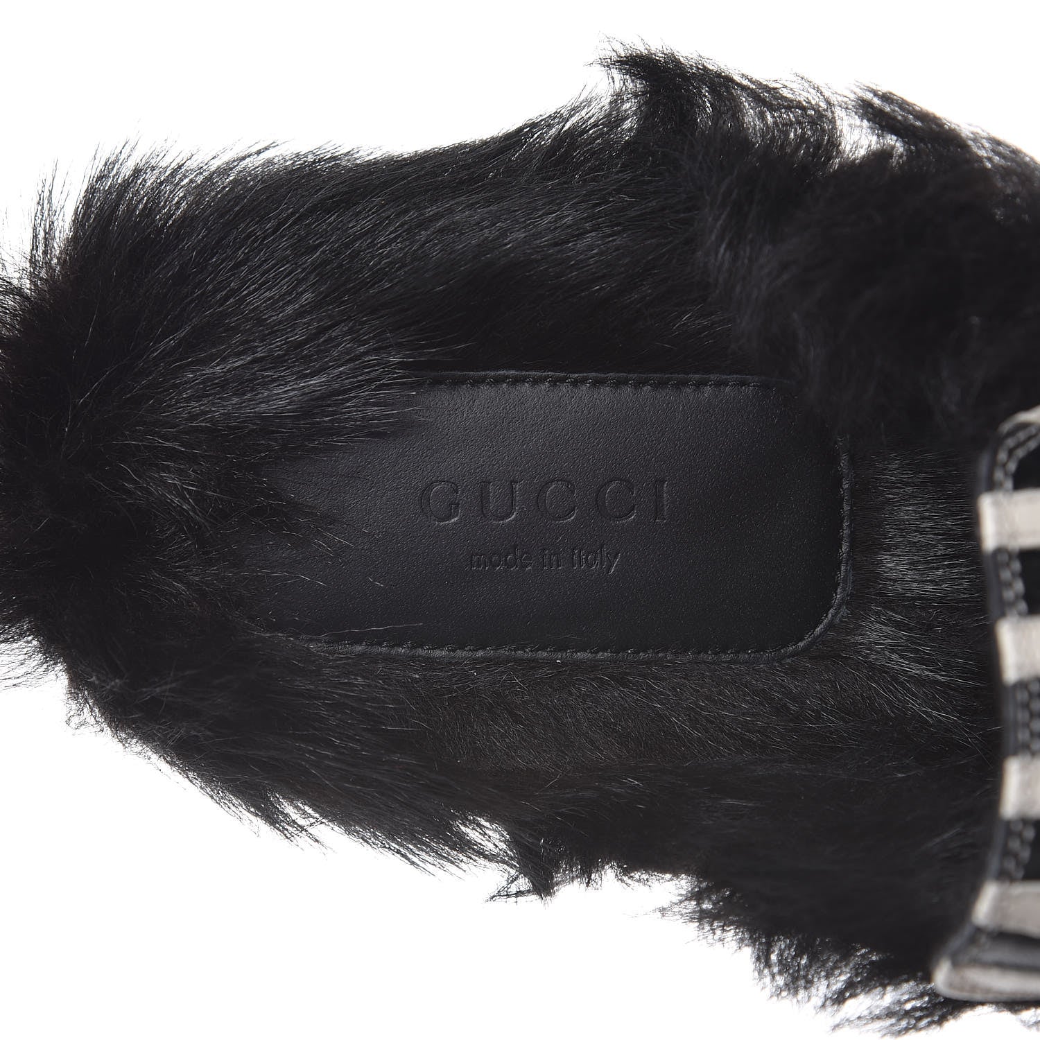 Gucci Malaga Kid Fur Zebra Inlay Womens Princetown Slippers 41.5 Mystic White Black 6 of 7