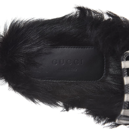 Gucci Malaga Kid Fur Zebra Inlay Womens Princetown Slippers 41.5 Mystic White Black 6 of 7