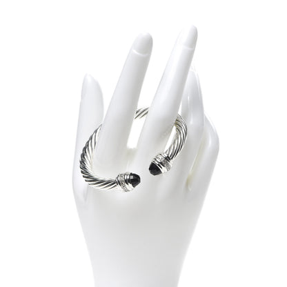 David Yurman Sterling Silver Diamond Black Onyx 7mm Cable Classics Bracelet 2 of 5