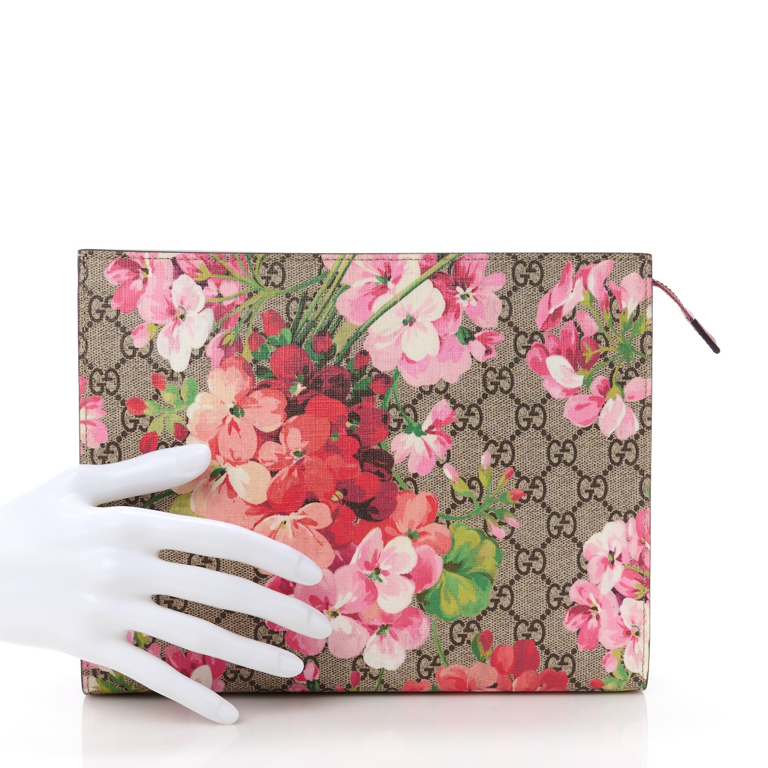 Gucci GG Supreme Monogram Blooms Large Cosmetic Case Beige Multicolor Dry Rose 2 of 11