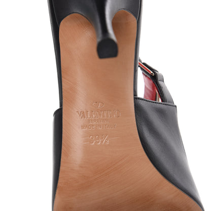 Valentino Garavani Smooth Calfskin Chain Slingback Pumps 39.5 Black 7 of 11
