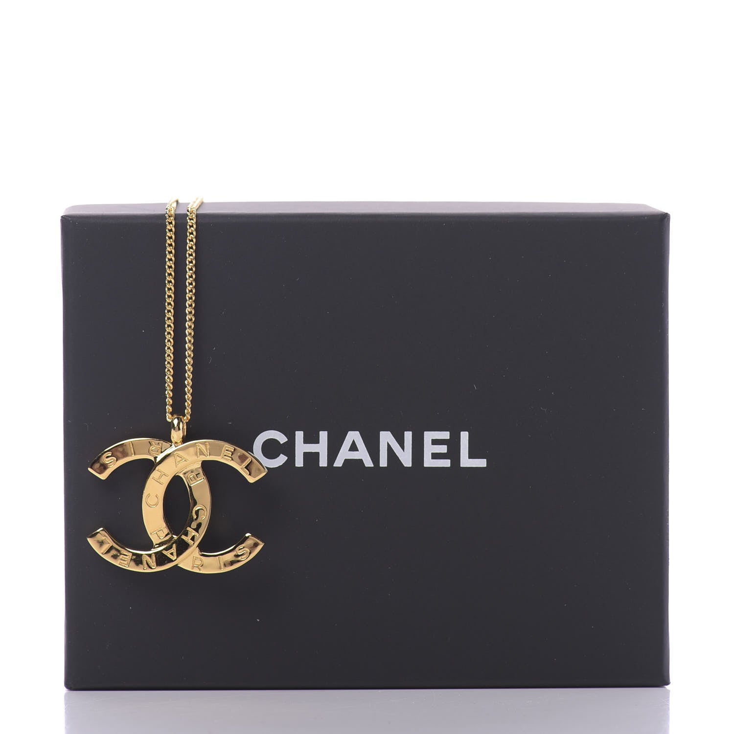 Chanel Metal CC Paris Button Necklace Gold 7 of 7