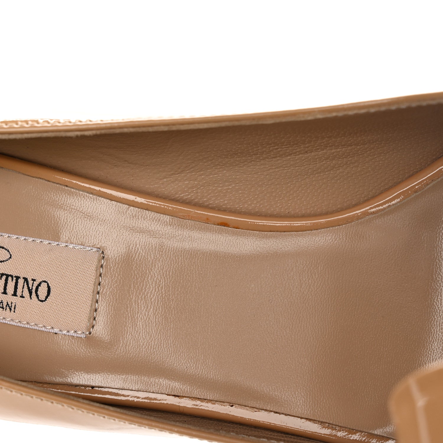 Valentino Garavani Patent Couture Bow Peep Toe Low Heel Pumps 39.5 Beige 12 of 14