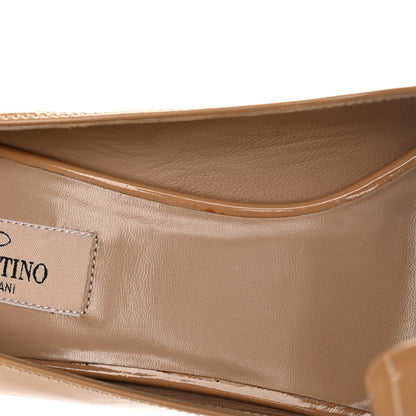 Valentino Garavani Patent Couture Bow Peep Toe Low Heel Pumps 39.5 Beige 12 of 14