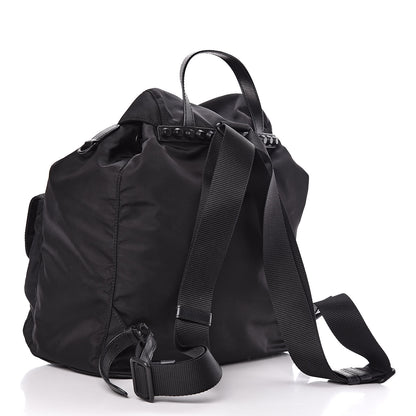 Prada Nylon New Vela Monochrome Studded Backpack Black 3 of 10