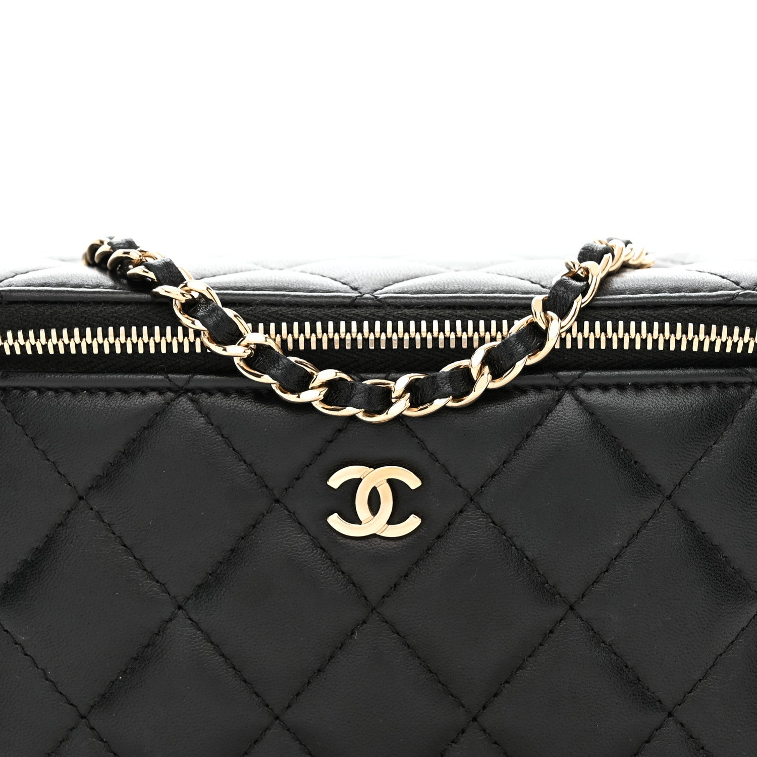 Chanel Lambskin Quilted Small Vanity Case With Chain Black 8 of 11