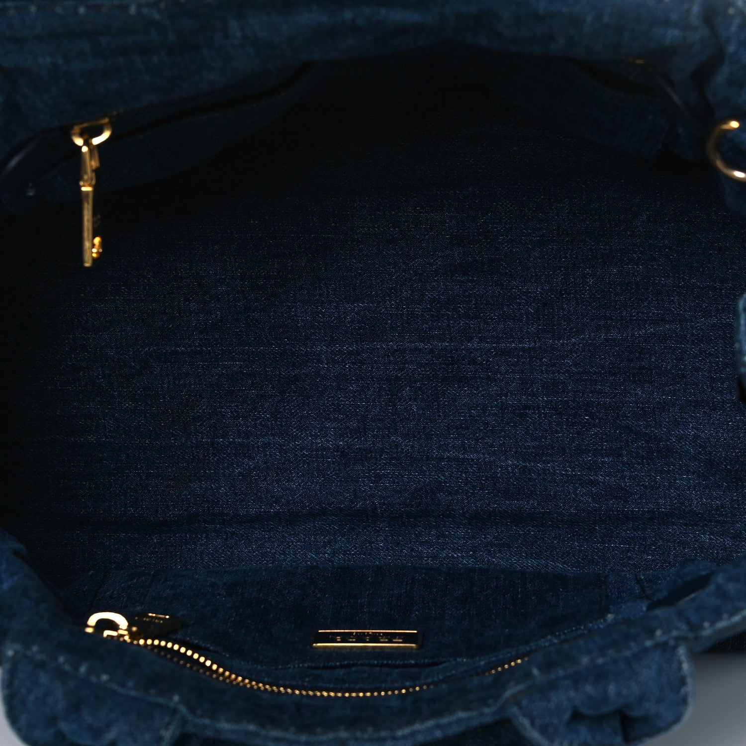 Prada Denim Logo Tote Bleu 4 of 8