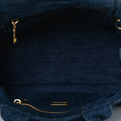 Prada Denim Logo Tote Bleu 4 of 8
