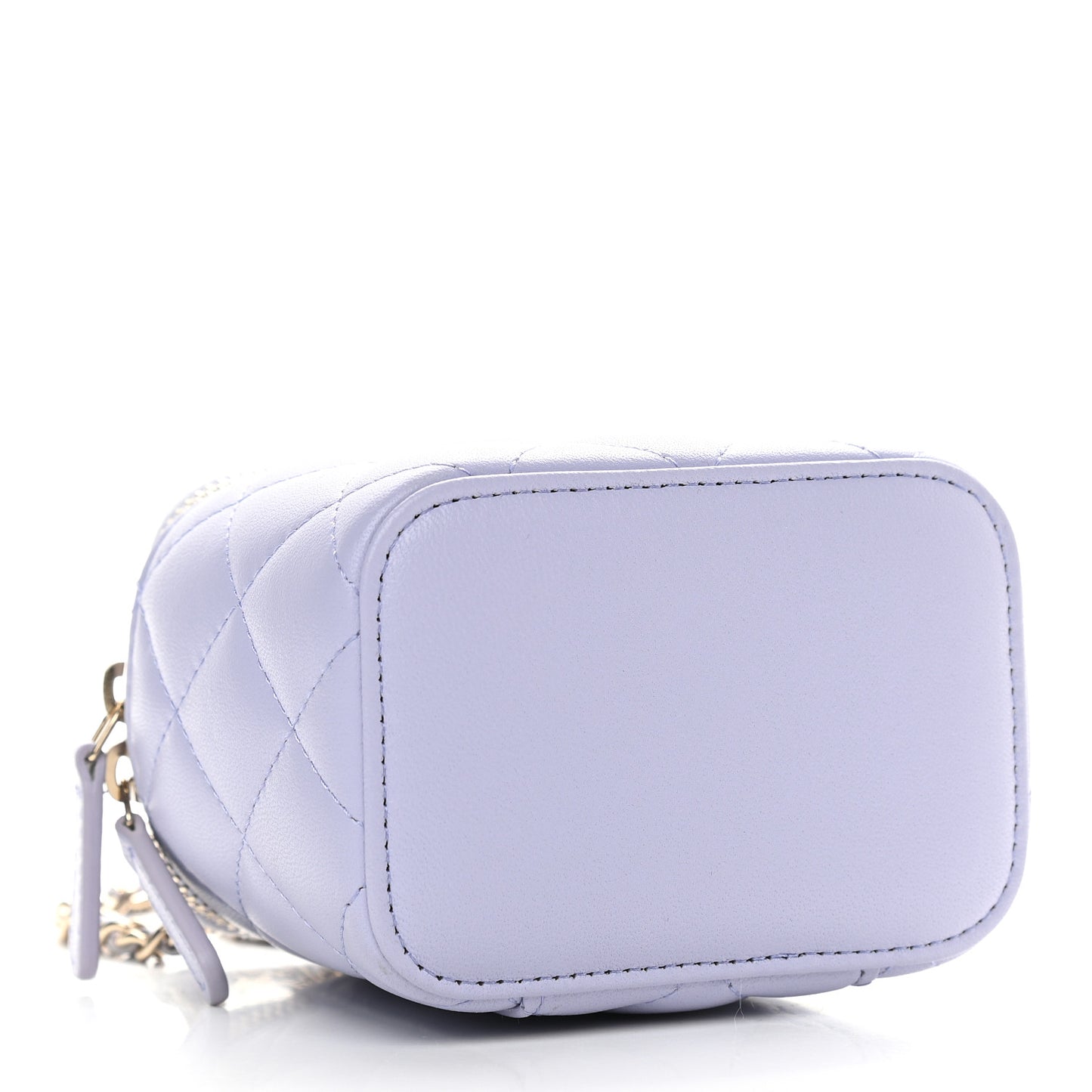 Lambskin Quilted Top Handle Mini Vanity Case With Chain Light Purple