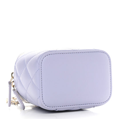 Chanel Lambskin Quilted Top Handle Mini Vanity Case With Chain Light Purple 4 of 9