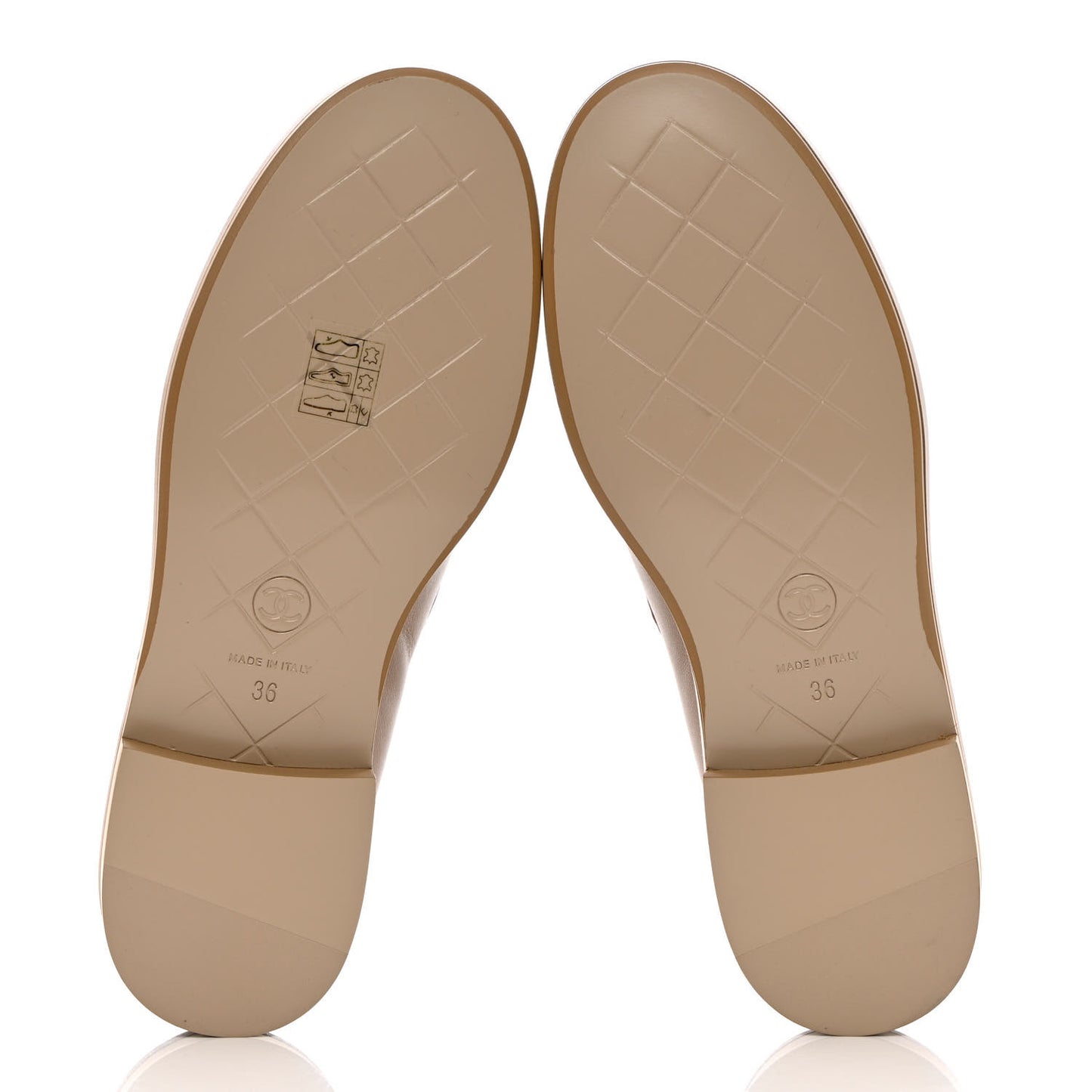 Lambskin Quilted CC Turnlock Loafers 36 Beige