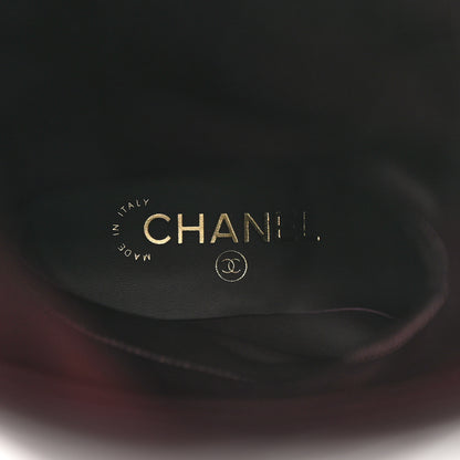 Chanel Suede Calfskin Lambskin Quilted Knee High Boots 37.5 Dark Purple 8 of 13
