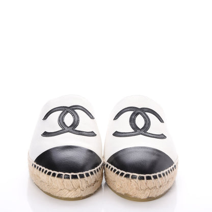 Chanel Iridescent Goatskin CC Espadrille Mules 36 Ivory Black 2 of 11