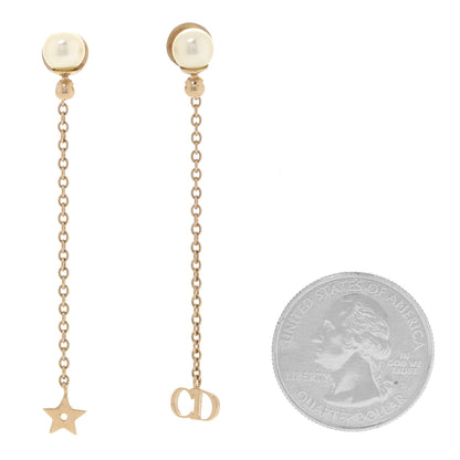 Christian Dior Pearl La Petite Tribale Dangle Chain Earrings Gold 2 of 5
