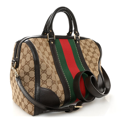 Gucci Monogram Vintage Web Medium Webby Bee Boston Dark Brown 3 of 10