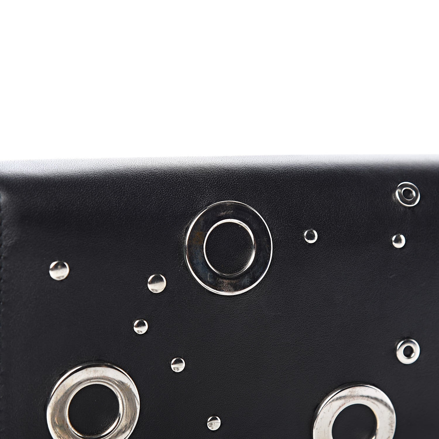 Alexander McQueen Calfskin Grommet Skull Wallet On Chain Black 9 of 12