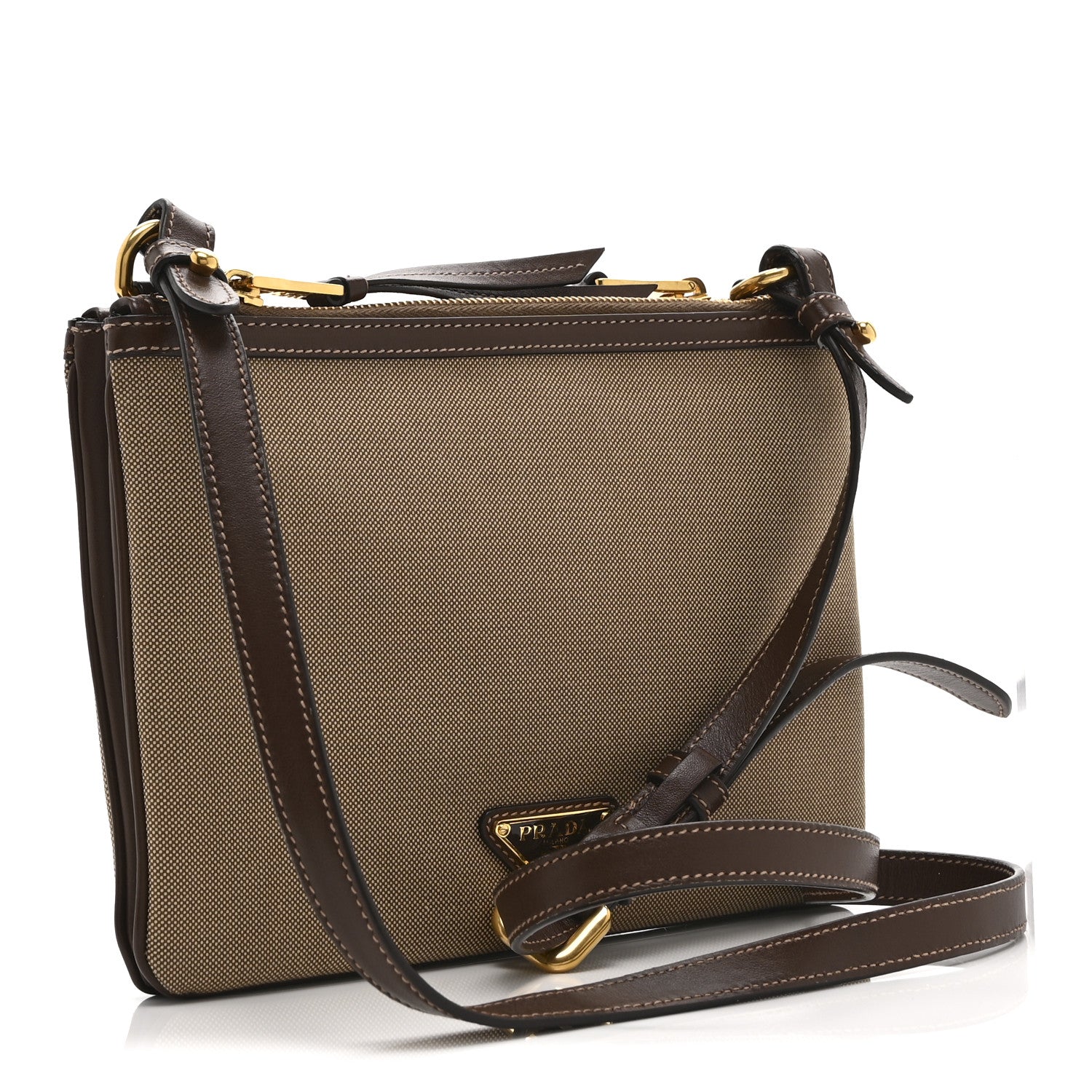 Prada Jacquard Logo Flat Crossbody Bag Corda Bruciato 1861575