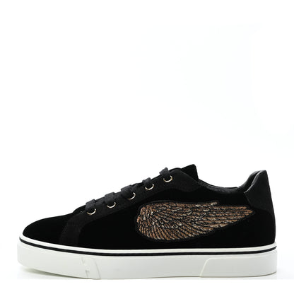 Hermes Velvet Womens Wing Sneakers 37 Black 1 of 8