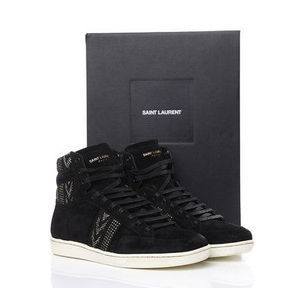 Saint Laurent Distressed Suede Mens Ikat High Top Sneakers 41 Black 9 of 9