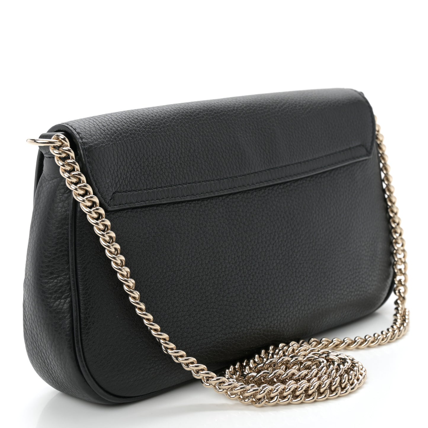 Pebbled Calfskin Medium Soho Flap Crossbody Black