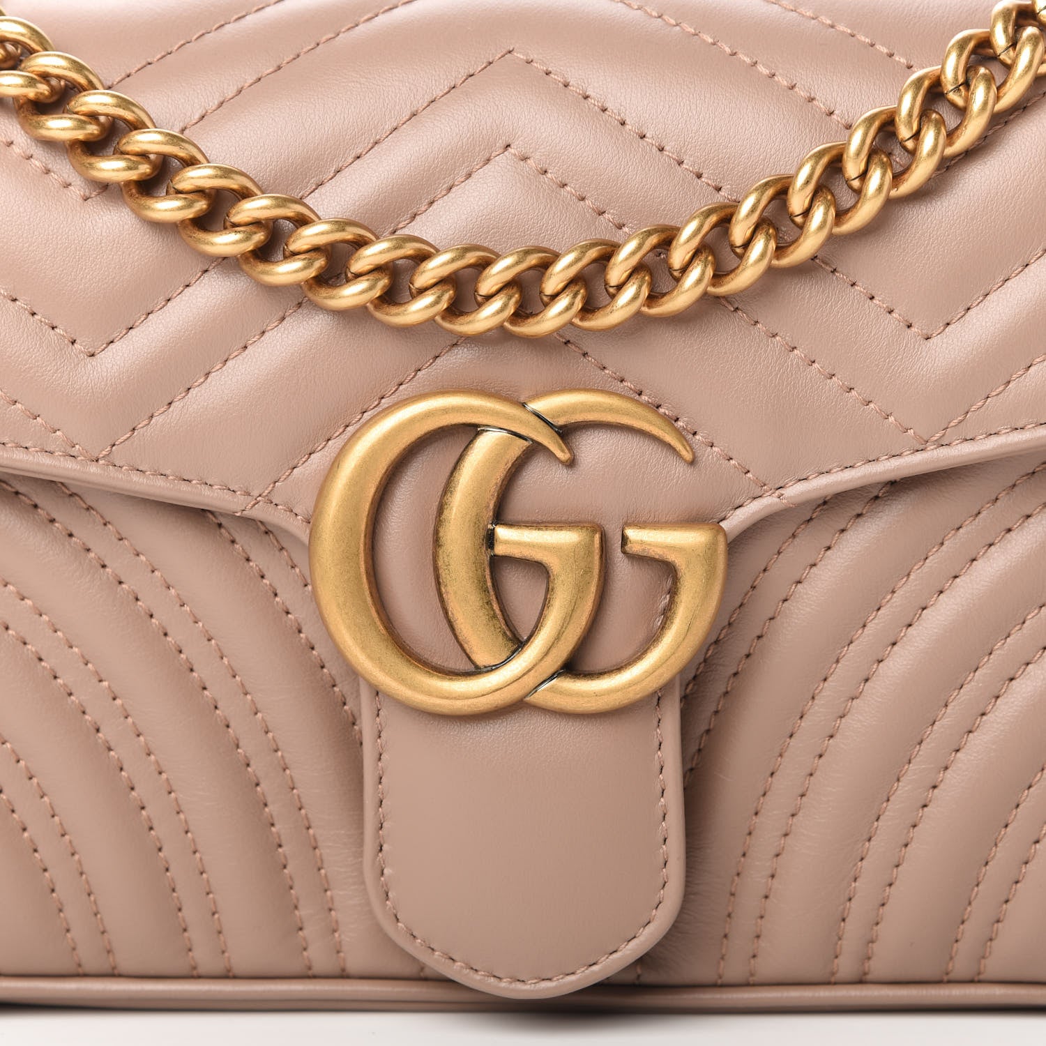 Gucci Calfskin Matelasse Small GG Marmont Shoulder Bag Porcelain Rose 10 of 10