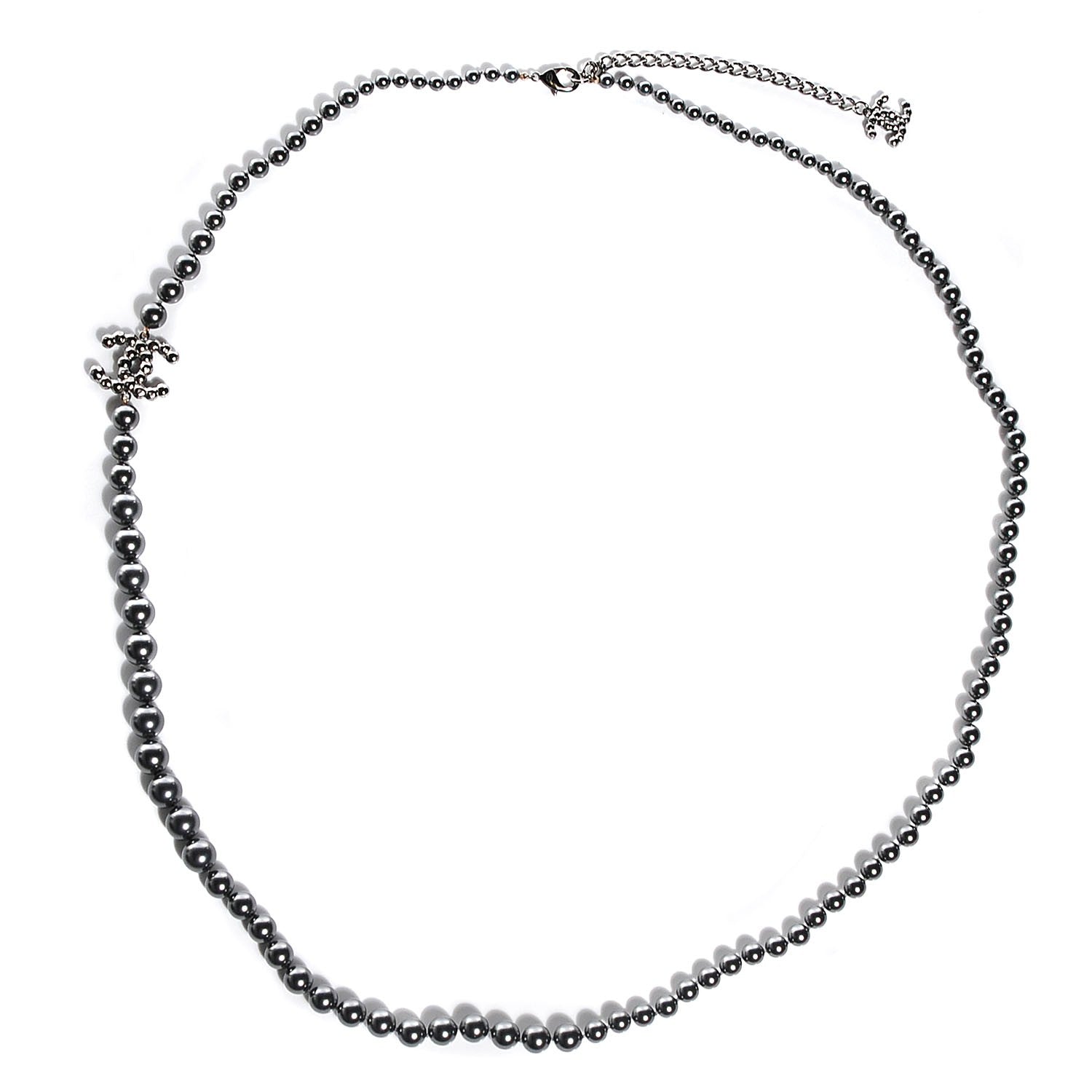 Chanel Ruthenium Beaded CC Long Necklace Black 1 of 4