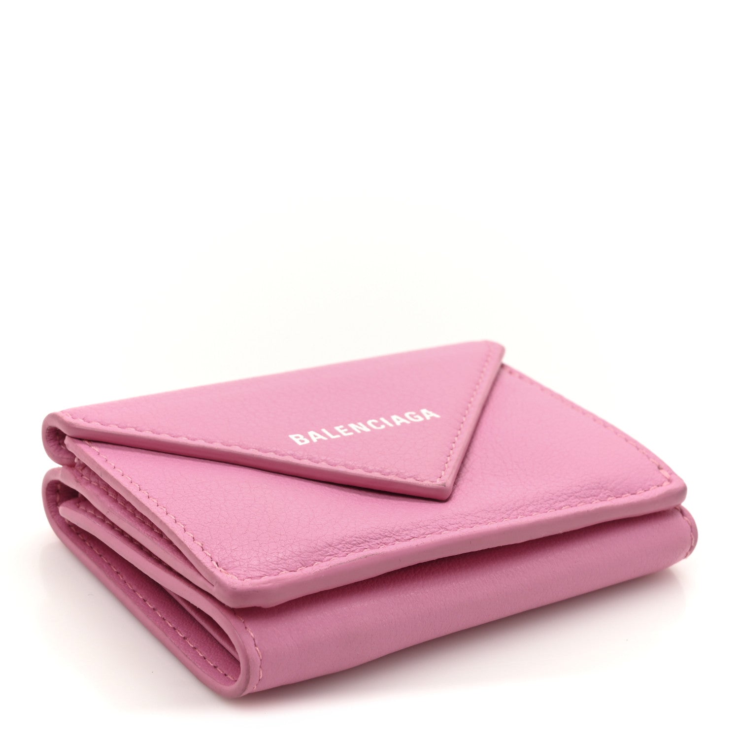 Balenciaga Grained Calfskin Logo Envelope Card Case Wallet Rose Magenta 4 of 12