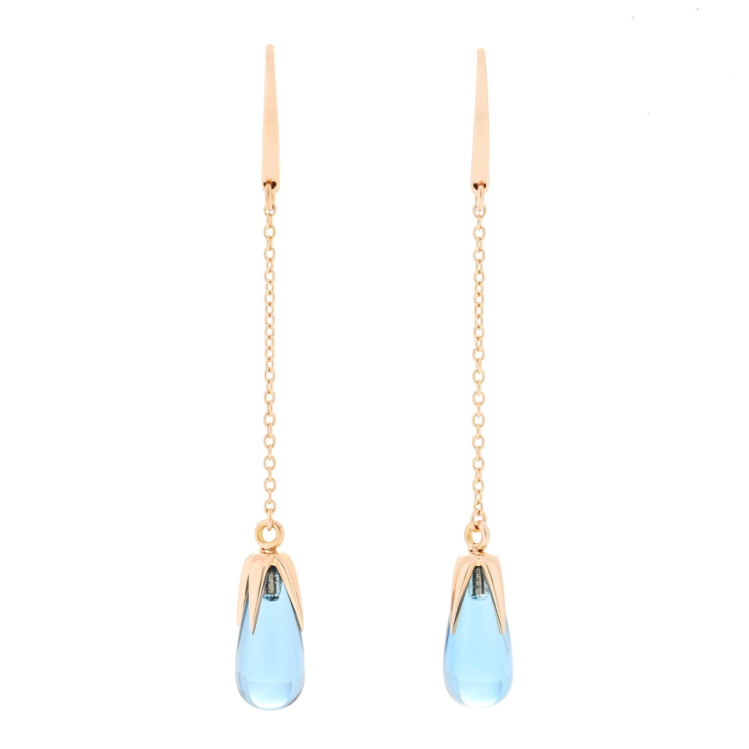 Pomellato 18K Rose Gold Blue Topaz Drop Earrings 1 of 6