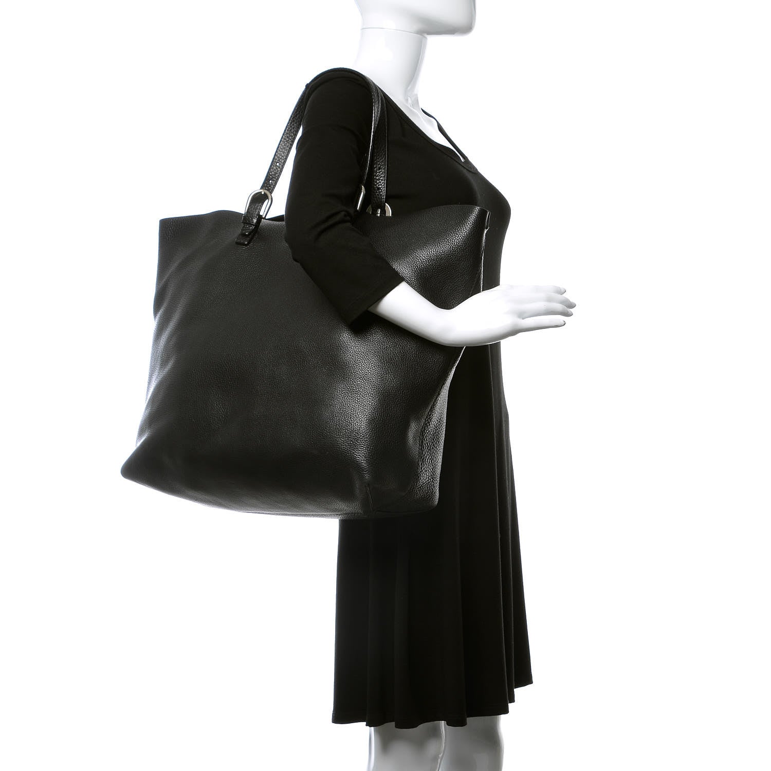 Gucci Pebbled Calfskin Large Tote Black 2 of 8