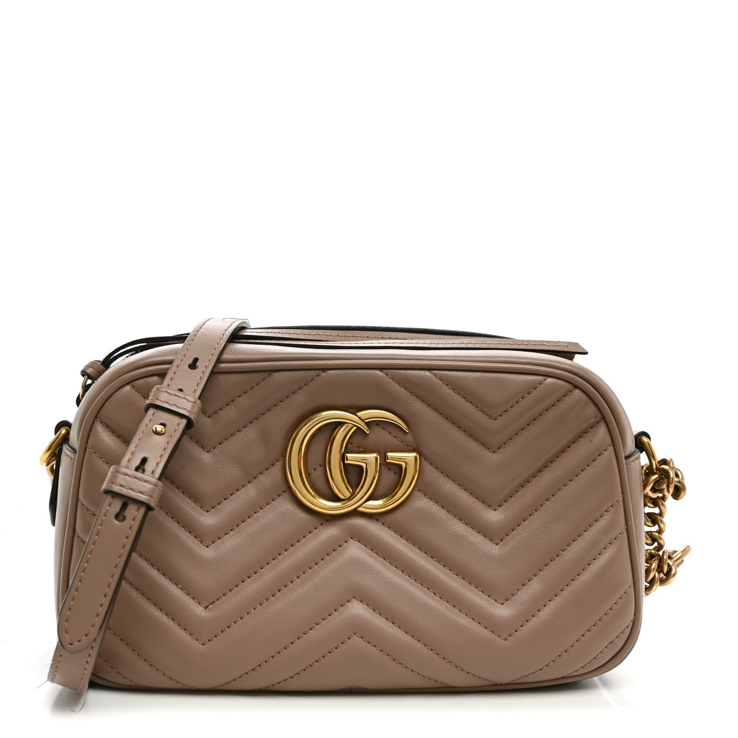 Calfskin Matelasse Small GG Marmont Chain Shoulder Bag Porcelain Rose