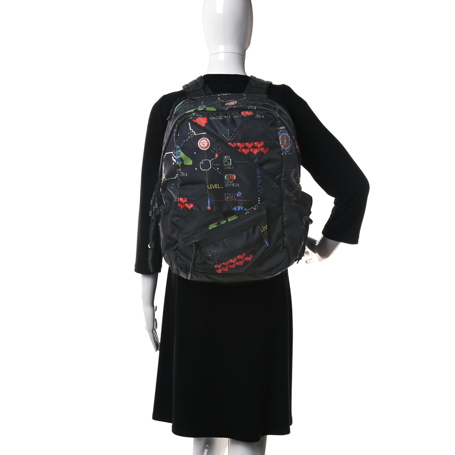 Nylon Game Print Backpack Black