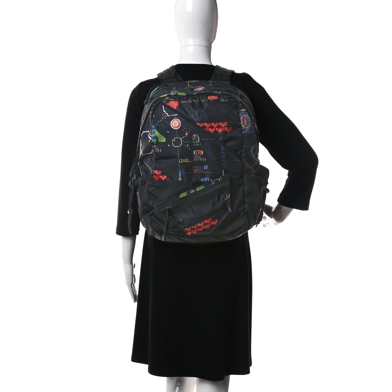 Valentino Garavani Nylon Game Print Backpack Black 2 of 9
