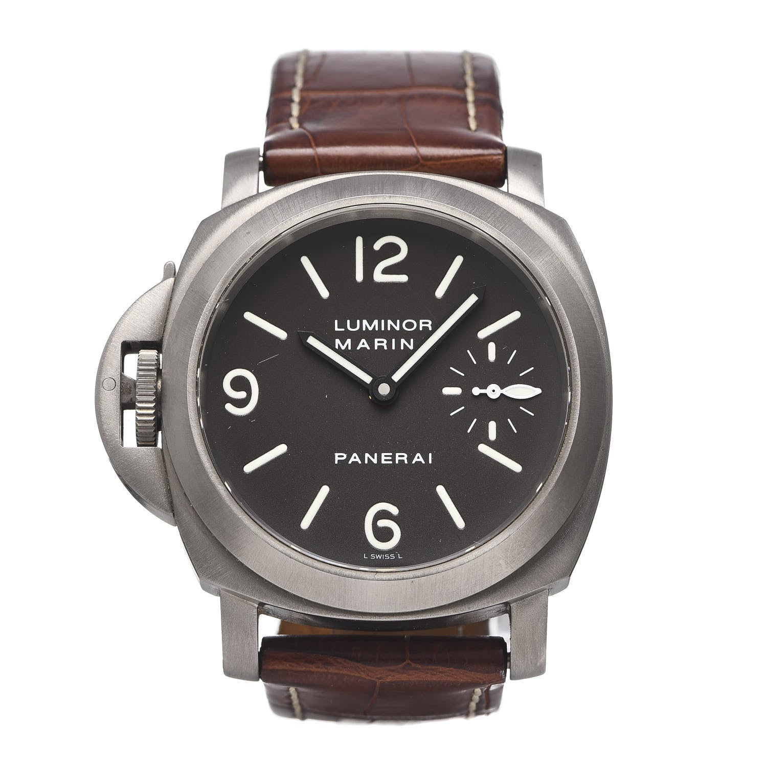 Panerai Titanium Alligator 44mm Luminor Marina Left-Handed Automatic Watch Grey PAM00056 1 of 13