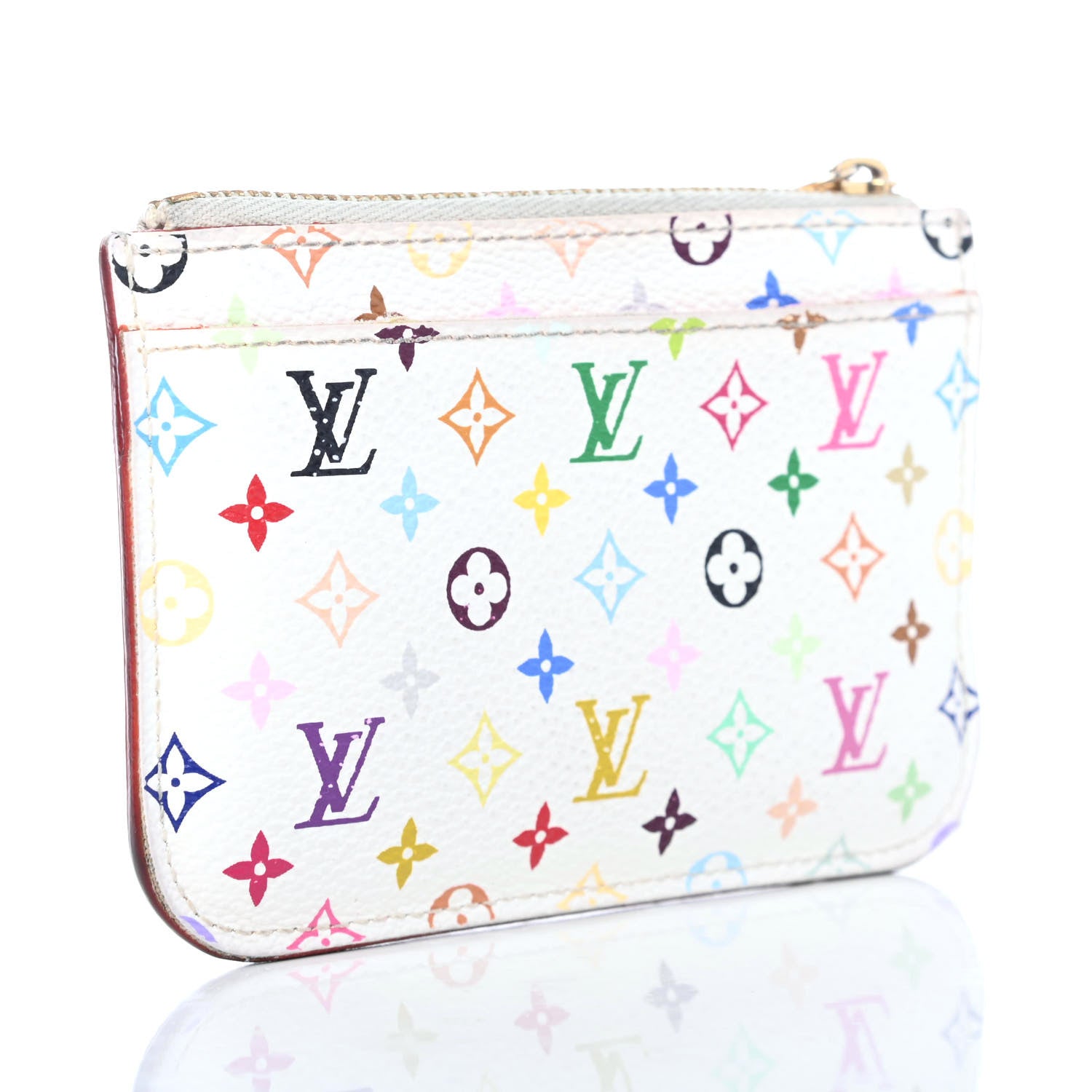 Louis Vuitton Monogram Multicolor Key Pouch White Litchi 2 of 4