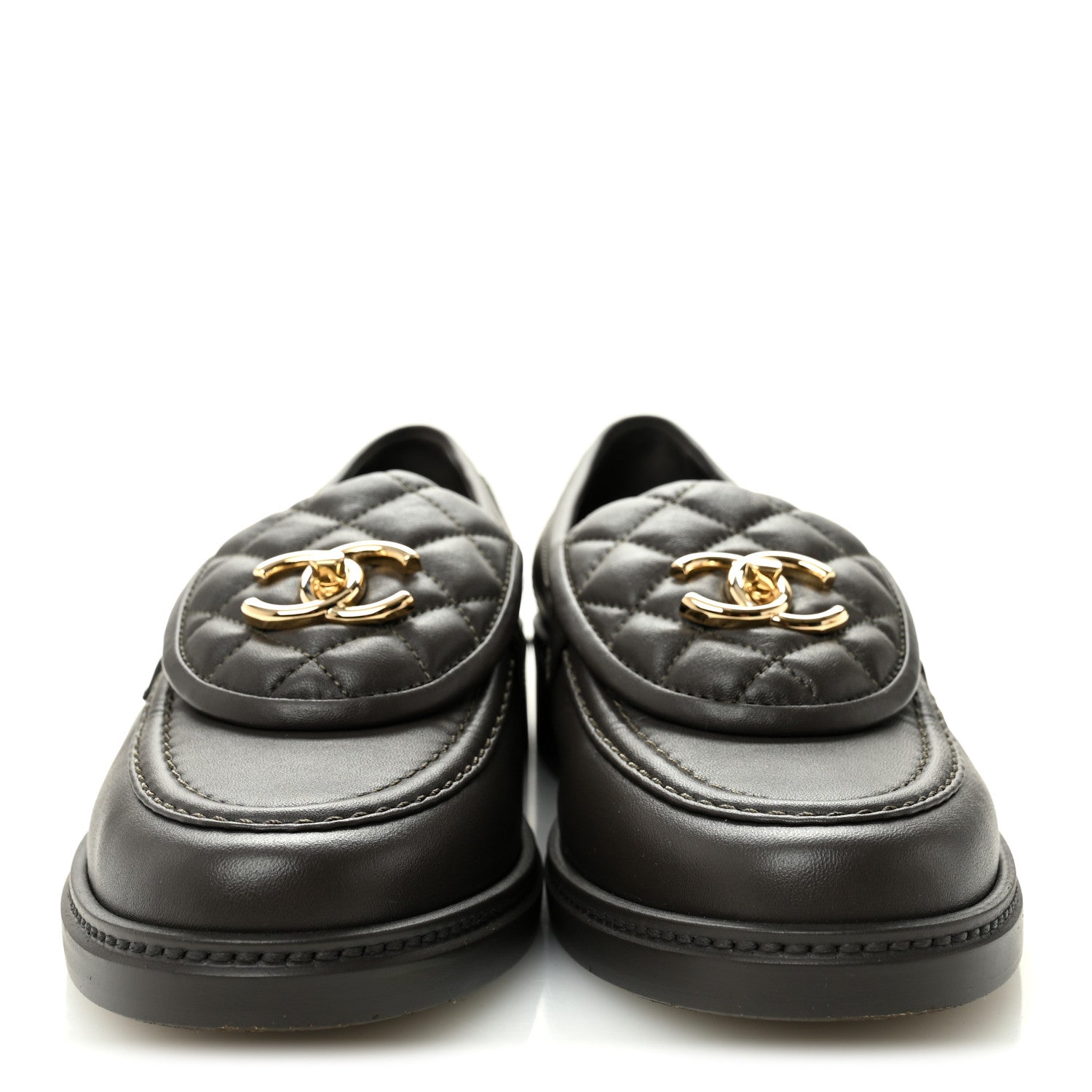 Chanel Lambskin Quilted CC Turnlock Loafers 39 Dark Brown 3 of 10