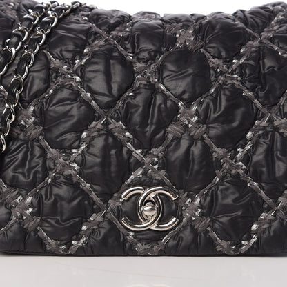 Chanel Nylon Quilted Tweed Stitch Bubble Flap Black 9 of 9