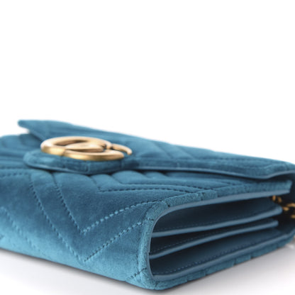 Gucci Velvet Matelasse GG Marmont Chain Wallet Pavone Cyan 7 of 9