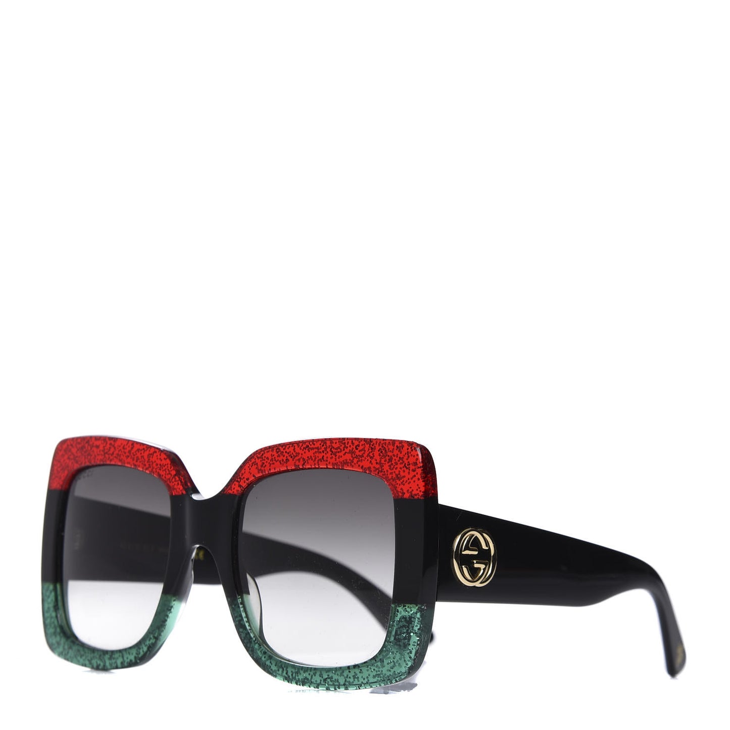 Acetate Square Frame Sunglasses GG0083S Glitter Red Black Green