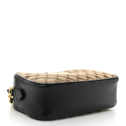 Gucci Monogram Matelasse Diagonal Small GG Marmont Chain Shoulder Bag Beige Black 4 of 10